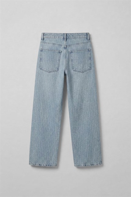 Erkek Desenli Kemer Detaylı Baggy Fit Jean Mavi