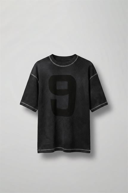 Erkek Dikiş Detaylı Waffle Kumaş Oversize T-Shirt Siyah