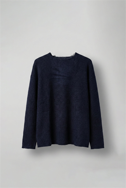 Erkek Dokulu Oversize Kazak Lacivert