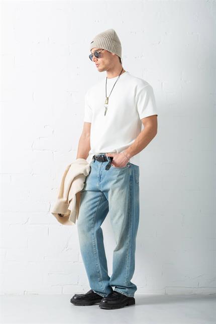 Erkek Oversize T-Shirt Beyaz
