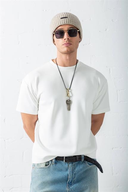 Erkek Oversize T-Shirt Beyaz