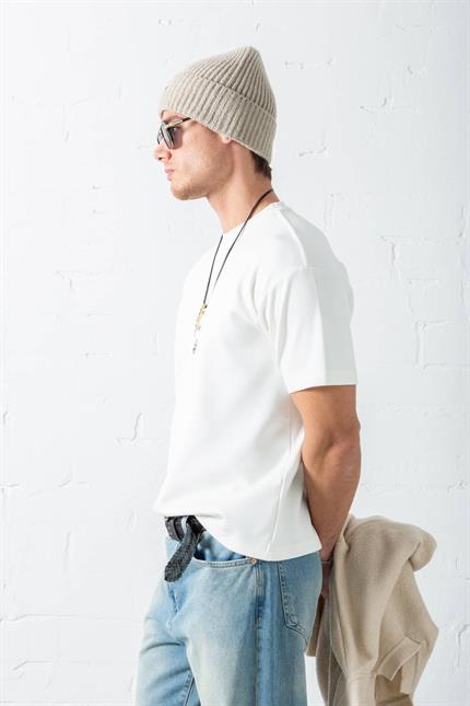 Erkek Oversize T-Shirt Beyaz