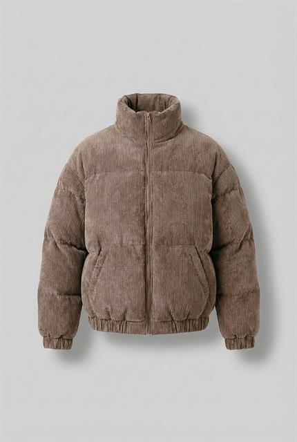 Erkek Dolgulu Fitilli Kadife Mont Açık Kahve