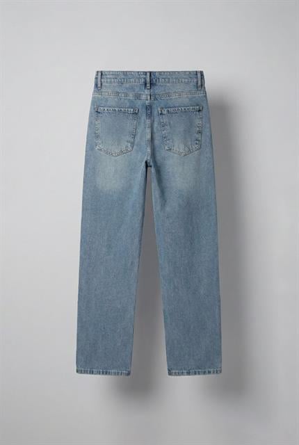 Erkek Erkek Baggy Fit Beli Bağcıklı Jean Pantolon Mavi