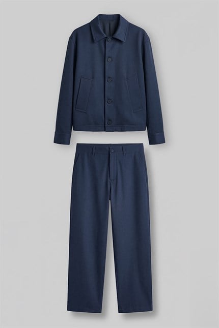 Erkek Premium Relaxed Fit Ceket Pantolon Takımı Lacivert