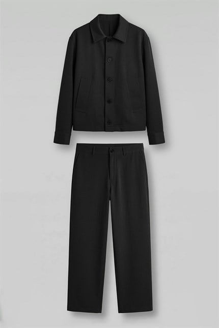 Erkek Premium Relaxed Fit Ceket Pantolon Takımı Siyah