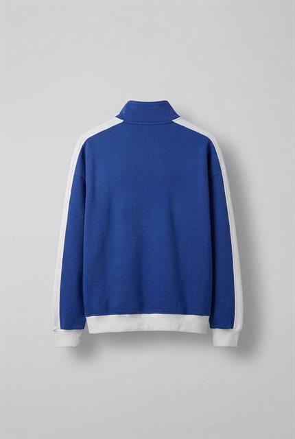 Erkek Fermuarlı Spor Relaxed Sweatshirt Saks Mavi