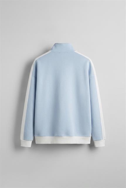 Erkek Fermuarlı Spor Relaxed Sweatshirt Açık Mavi