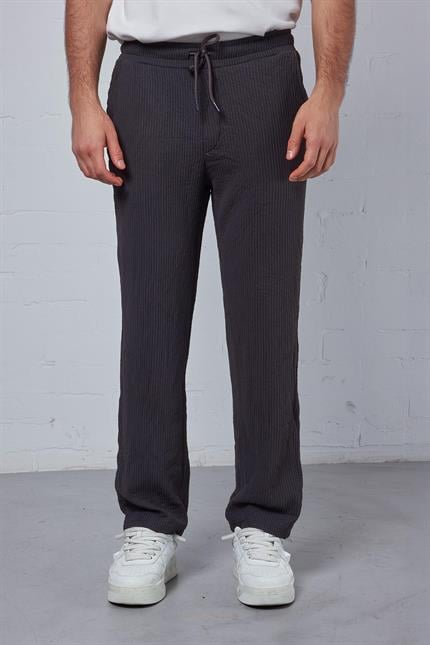 Erkek Fitilli Baggy Fit Rahat Eşofman Antrasit