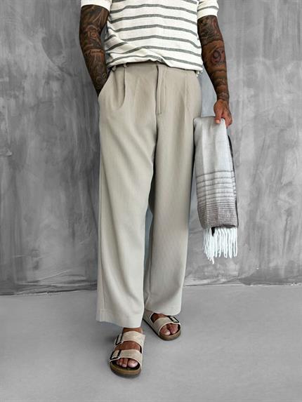 Erkek Fitilli Baggy Pantolon Bej