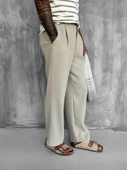 Erkek Fitilli Baggy Pantolon Bej
