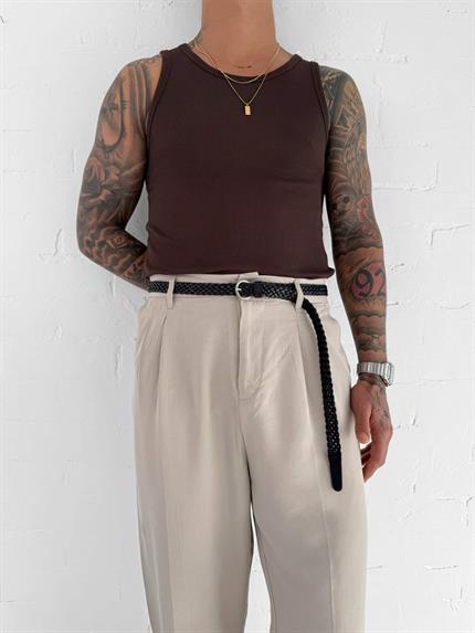 Erkek Fitilli Dar Kalıp Atlet Kahverengi