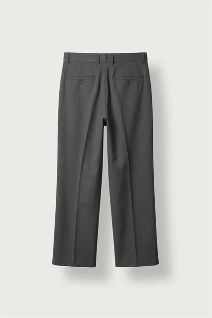 Erkek Flare Fit Çizgili Premium Kumaş Pantolon Antrasit