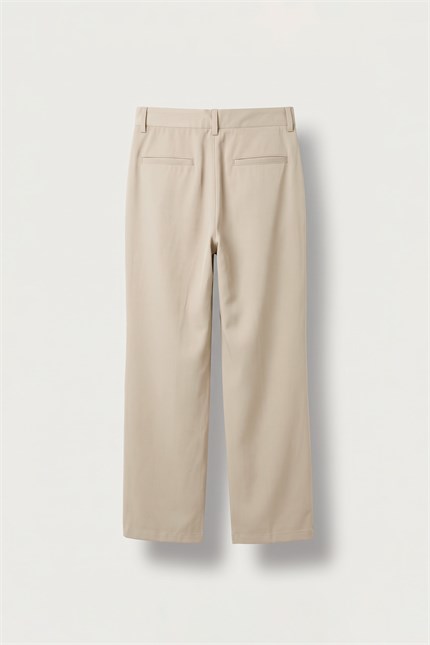 Erkek Flare Fit Dökümlü Kumaş Pantolon Bej