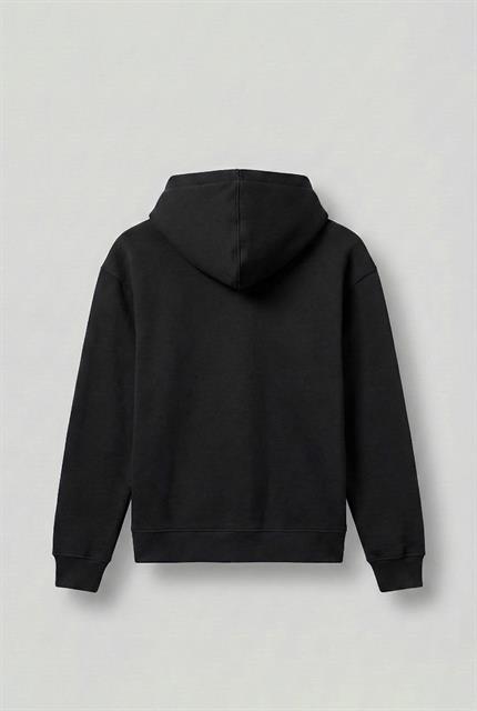 Erkek Kabartmalı Baskılı Kapüşonlu Hoodie Siyah