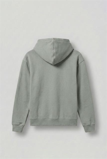 Erkek Kabartmalı Baskılı Kapüşonlu Hoodie Açık Gri
