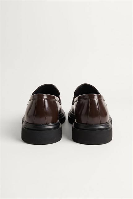 Erkek Kalın Taban Penny Loafer Ayakkabı Kahverengi