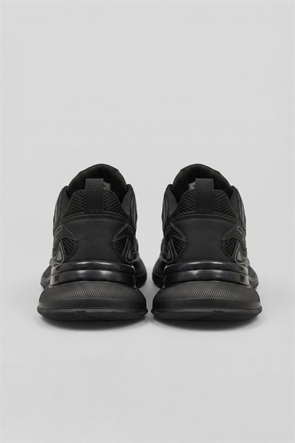Erkek Kalın Tabanlı Günlük Track Sneaker Siyah