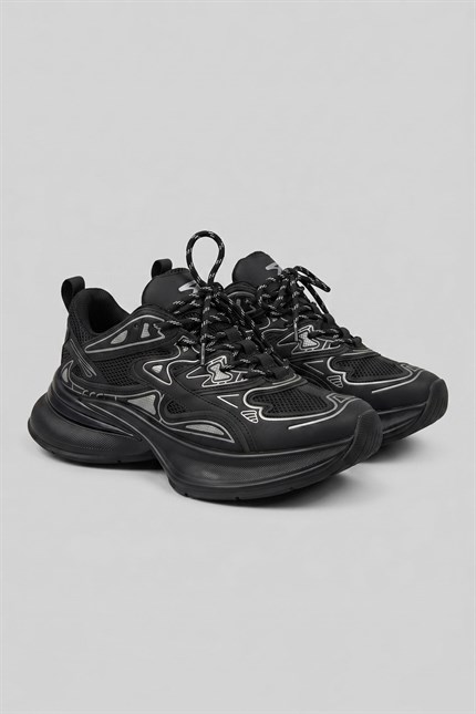 Erkek Kalın Tabanlı Günlük Track Sneaker Siyah