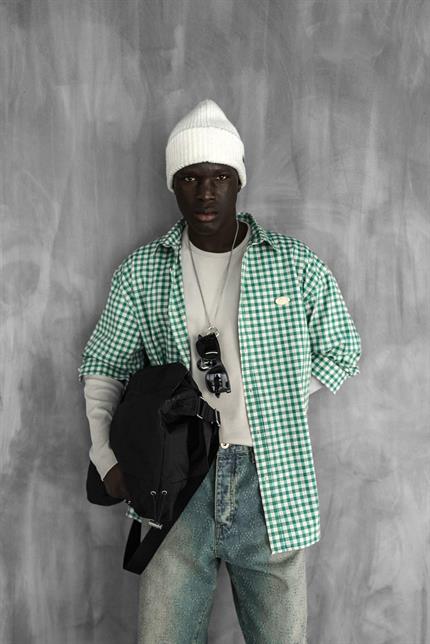 Erkek Kareli Desenli Oversize Gömlek Yeşil