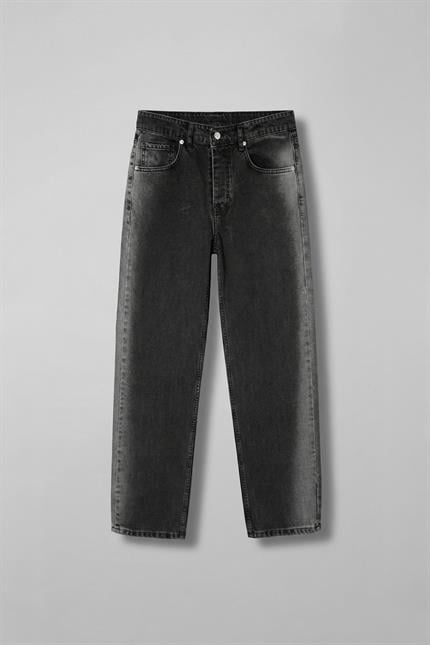 Erkek Kemer Detaylı Yıkamalı Baggy Fit Pantolon Siyah