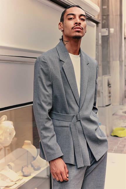 Erkek Kemerli Oversize Takım Elbise Antrasit