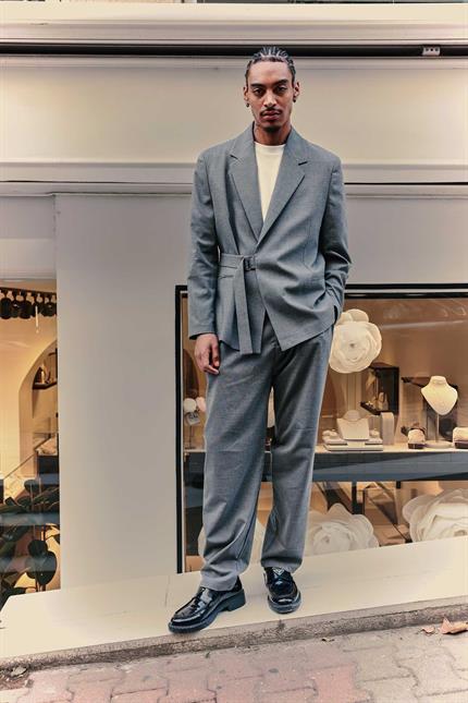 Erkek Kemerli Oversize Takım Elbise Antrasit