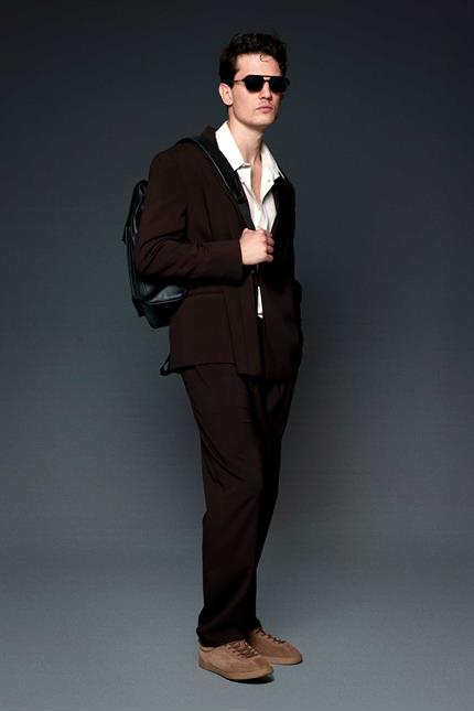 Erkek Kemerli Oversize Takım Elbise Kahve