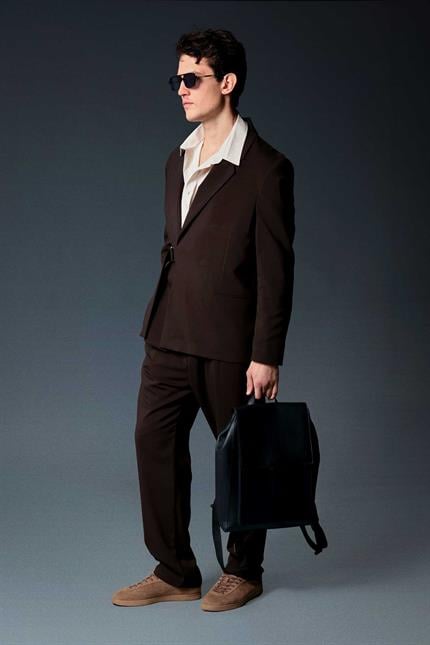 Erkek Kemerli Oversize Takım Elbise Kahve