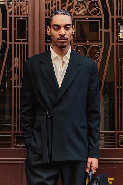 Erkek Kemerli Oversize Takım Elbise Siyah