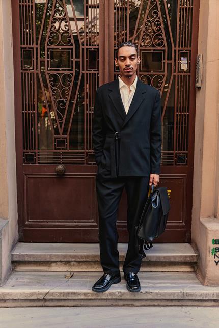 Erkek Kemerli Oversize Takım Elbise Siyah