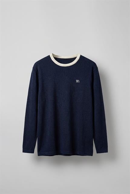 Erkek Kontrast Detaylı Oversize Basic Sweatshirt Lacivert