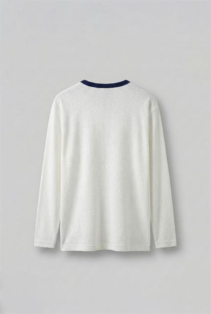 Erkek Kontrast Detaylı Oversize Basic Sweatshirt Ekru