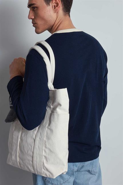 Erkek Kontrast Detaylı Oversize Basic Sweatshirt Lacivert