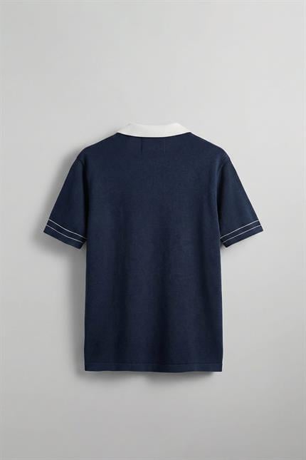 Erkek Kontrast Polo Yaka Premium Regular Fit T-Shirt Lacivert