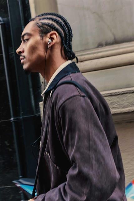 Erkek Kontrast Yaka Yıkamalı Relax Fit Ceket Kahverengi