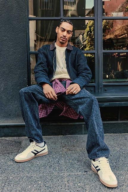 Erkek Kontrast Yaka Yıkamalı Relax Fit Ceket Siyah