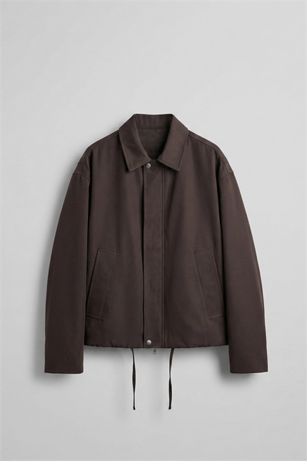 Erkek Kore Oversize Casual Bomber Ceket Kahverengi