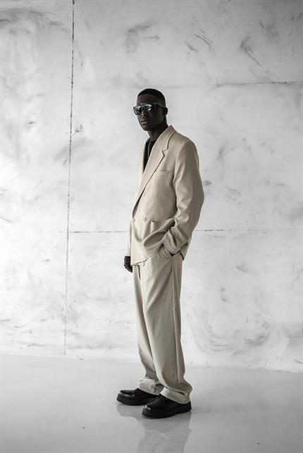 Erkek Kruvaze Düğmeli Oversize Takım Elbise Bej