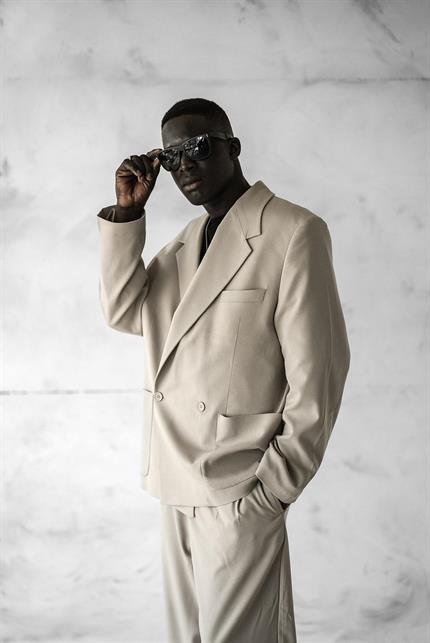 Erkek Kruvaze Düğmeli Oversize Takım Elbise Bej