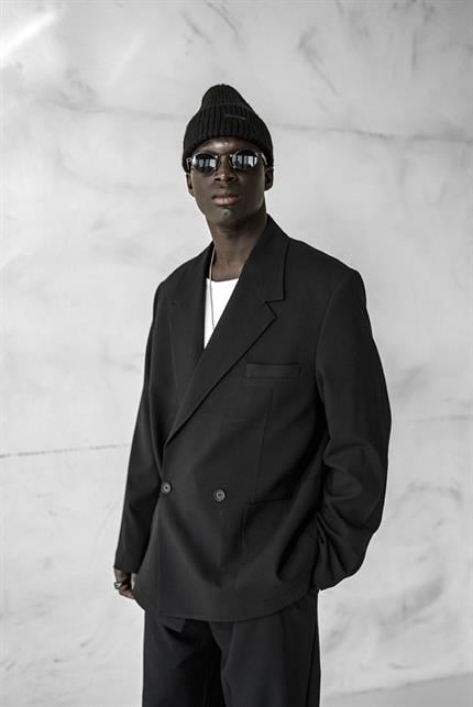 Erkek Kruvaze Düğmeli Oversize Takım Elbise Siyah