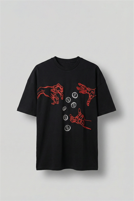 Erkek Lose Out Baskılı Oversize T-Shirt Siyah