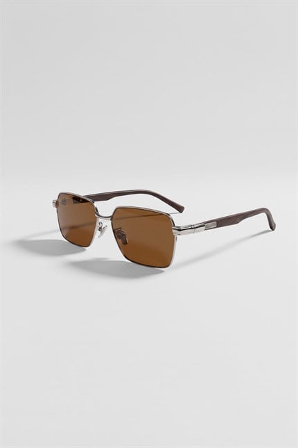 Erkek Neo Dikdörtgen Metal Çerçeve Güneş Gözlüğü Füme