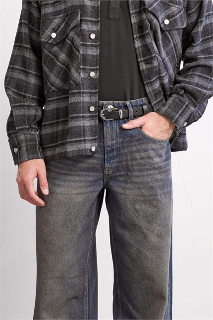 Erkek Old School Baggy Fit Jean Pantolon Lacivert