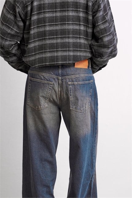 Erkek Old School Baggy Fit Jean Pantolon Lacivert