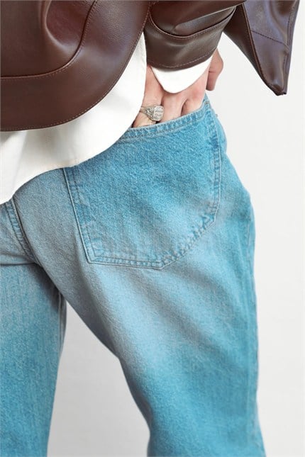 Erkek Old School Baggy Fit Jean Pantolon Mavi