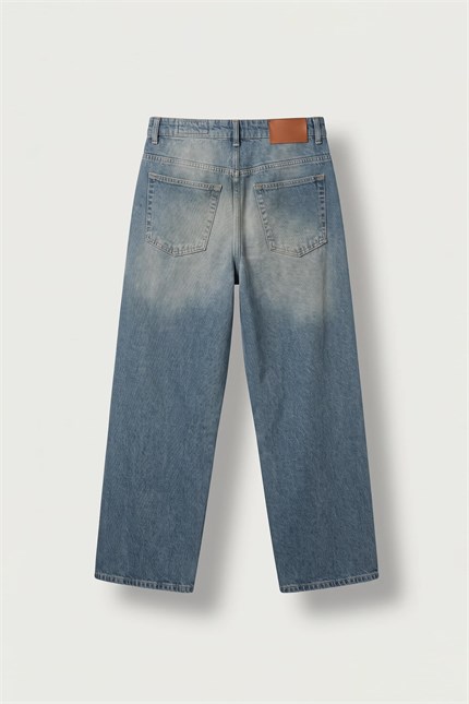 Erkek Old School Baggy Fit Jean Pantolon Mavi