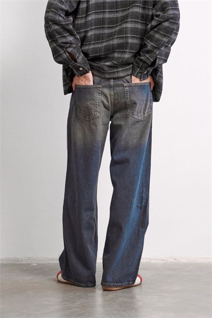 Erkek Old School Baggy Fit Jean Pantolon Lacivert