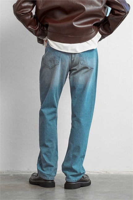 Erkek Old School Baggy Fit Jean Pantolon Mavi