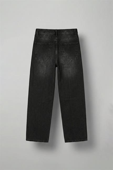 Erkek Ön Dikiş Detaylı Vintage Baggy Jean Siyah